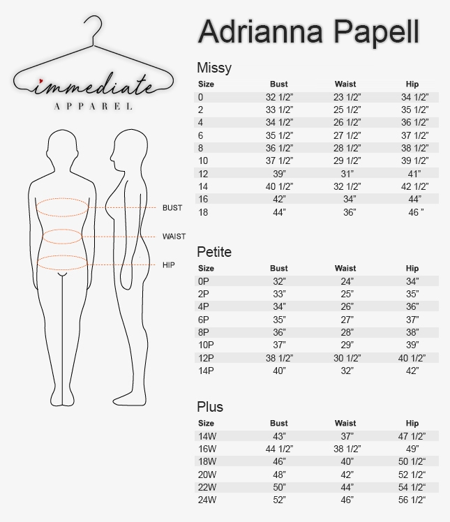 Hailey By Papell Size Chart